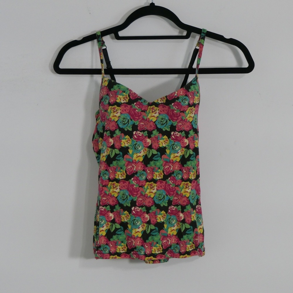 One Step Up Womens Camisole S Black Floral Y2K Indie Sweetheart Fairy Goth Retro
